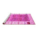 Sideview of Machine Washable Abstract Pink Contemporary Rug, wshcon1518pnk