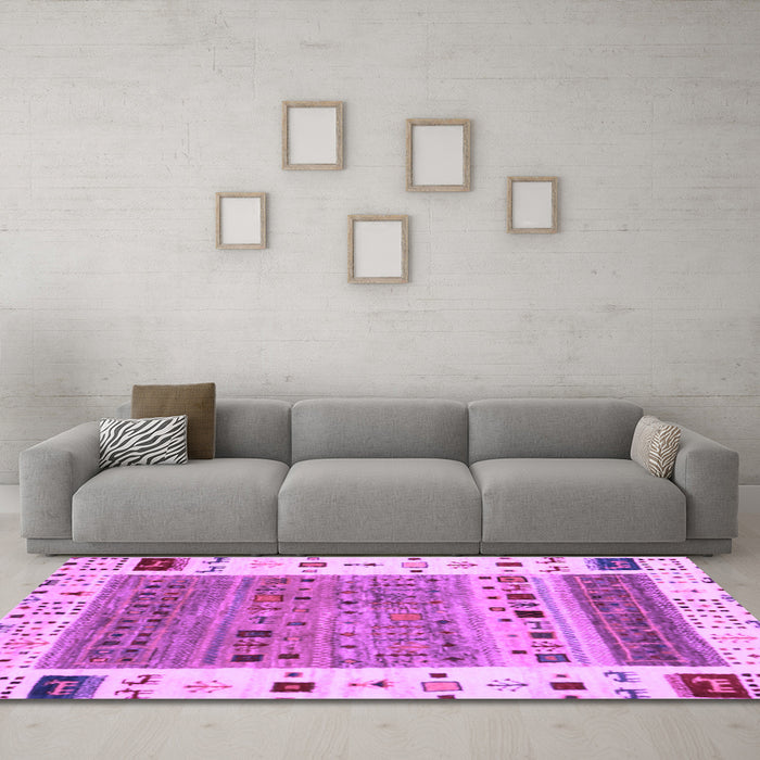 Machine Washable Abstract Purple Contemporary Area Rugs in a Living Room, wshcon1518pur