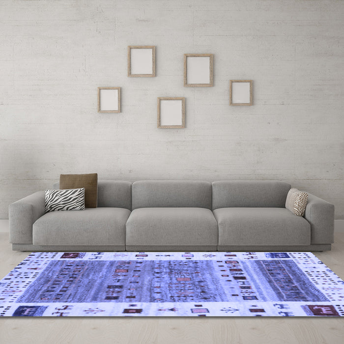 Machine Washable Abstract Blue Contemporary Rug in a Living Room, wshcon1518blu