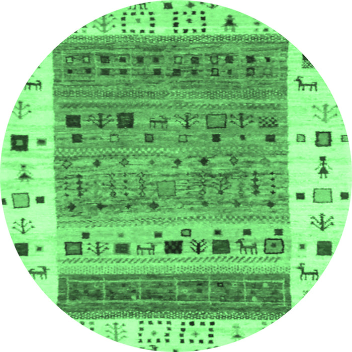 Round Abstract Emerald Green Contemporary Rug, con1518emgrn