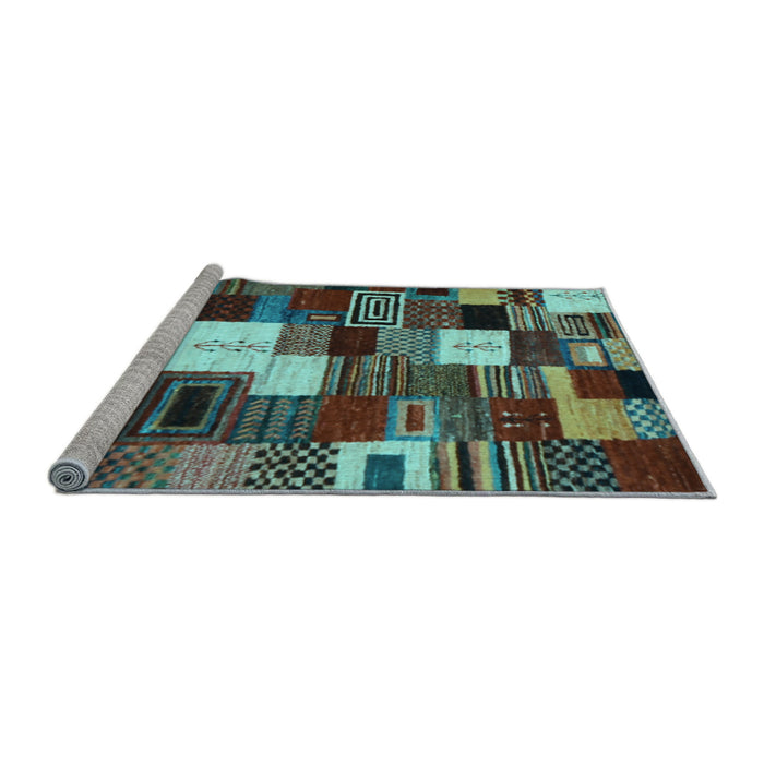 Sideview of Machine Washable Abstract Light Blue Contemporary Rug, wshcon1519lblu
