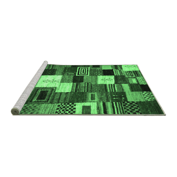 Sideview of Machine Washable Abstract Emerald Green Contemporary Area Rugs, wshcon1519emgrn