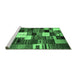 Sideview of Machine Washable Abstract Emerald Green Contemporary Area Rugs, wshcon1519emgrn