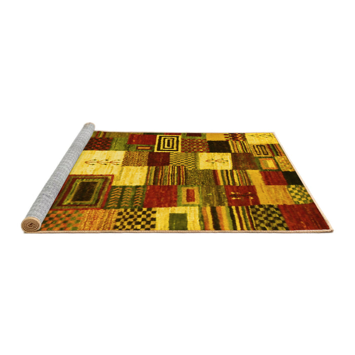 Sideview of Machine Washable Abstract Yellow Contemporary Rug, wshcon1519yw