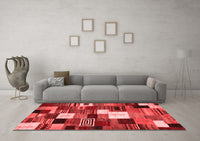 Machine Washable Abstract Red Contemporary Rug, wshcon1519red