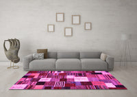 Machine Washable Abstract Pink Contemporary Rug, wshcon1519pnk