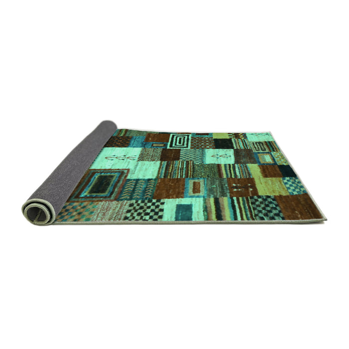 Sideview of Abstract Turquoise Contemporary Rug, con1519turq