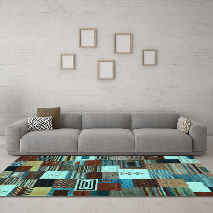 Machine Washable Abstract Light Blue Contemporary Rug in a Living Room, wshcon1519lblu