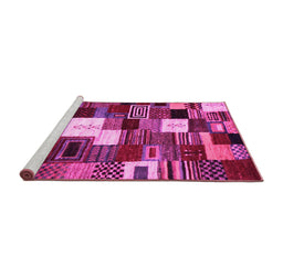Sideview of Machine Washable Abstract Pink Contemporary Rug, wshcon1519pnk