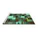 Sideview of Machine Washable Abstract Turquoise Contemporary Area Rugs, wshcon1519turq