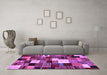 Machine Washable Abstract Purple Contemporary Area Rugs in a Living Room, wshcon1519pur