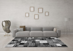 Machine Washable Abstract Gray Contemporary Rug in a Living Room,, wshcon1519gry