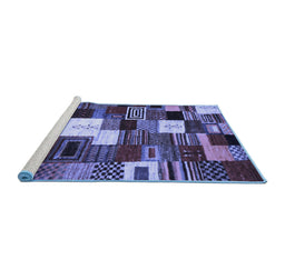 Sideview of Machine Washable Abstract Blue Contemporary Rug, wshcon1519blu