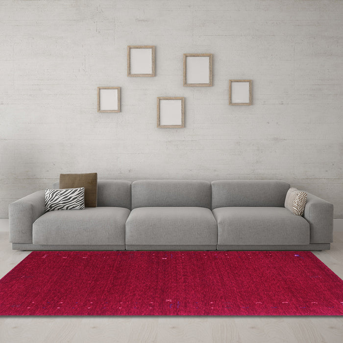 Machine Washable Abstract Pink Contemporary Rug in a Living Room, wshcon151pnk