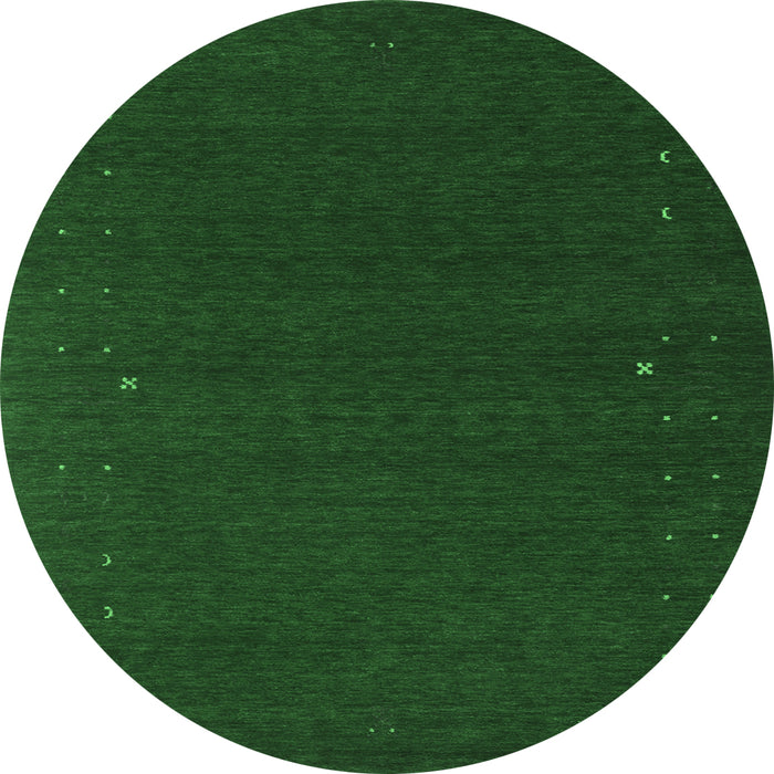 Round Machine Washable Abstract Emerald Green Contemporary Area Rugs, wshcon151emgrn