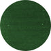 Round Machine Washable Abstract Emerald Green Contemporary Area Rugs, wshcon151emgrn