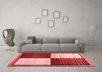 Machine Washable Abstract Red Contemporary Rug, wshcon1520red