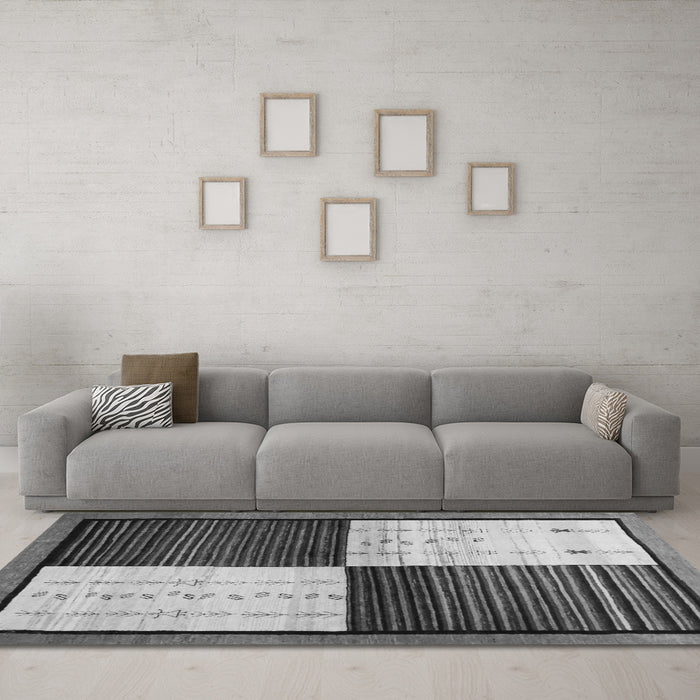 Machine Washable Abstract Gray Contemporary Rug in a Living Room,, wshcon1520gry
