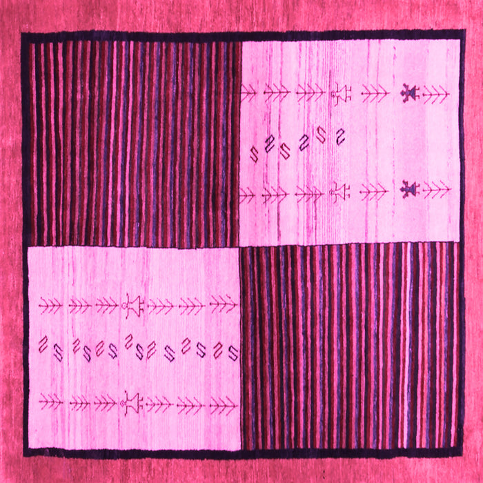 Square Abstract Pink Contemporary Rug, con1520pnk