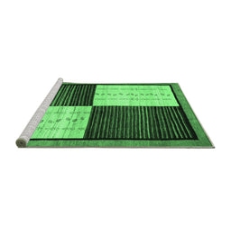 Sideview of Machine Washable Abstract Emerald Green Contemporary Area Rugs, wshcon1520emgrn