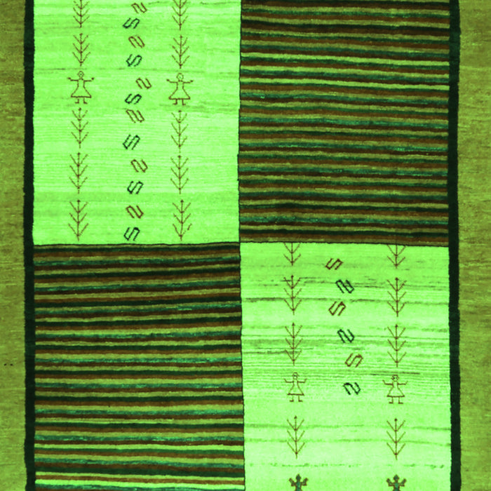 Serging Thickness of Machine Washable Abstract Green Contemporary Area Rugs, wshcon1520grn