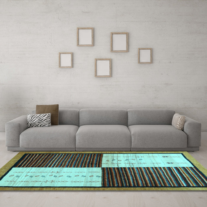 Machine Washable Abstract Light Blue Contemporary Rug in a Living Room, wshcon1520lblu