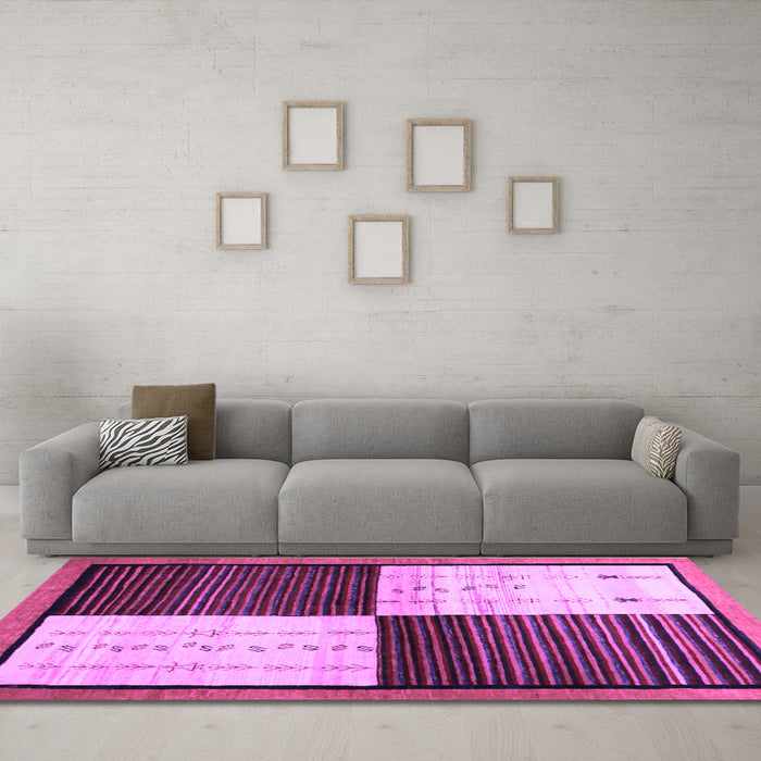Machine Washable Abstract Purple Contemporary Area Rugs in a Living Room, wshcon1520pur