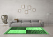 Machine Washable Abstract Emerald Green Contemporary Area Rugs in a Living Room,, wshcon1520emgrn