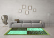 Machine Washable Abstract Turquoise Contemporary Area Rugs in a Living Room,, wshcon1520turq