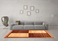 Machine Washable Abstract Orange Contemporary Rug, wshcon1520org