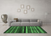 Machine Washable Abstract Emerald Green Contemporary Area Rugs in a Living Room,, wshcon1521emgrn