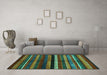 Machine Washable Abstract Turquoise Contemporary Area Rugs in a Living Room,, wshcon1521turq