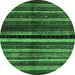 Round Abstract Emerald Green Contemporary Rug, con1521emgrn