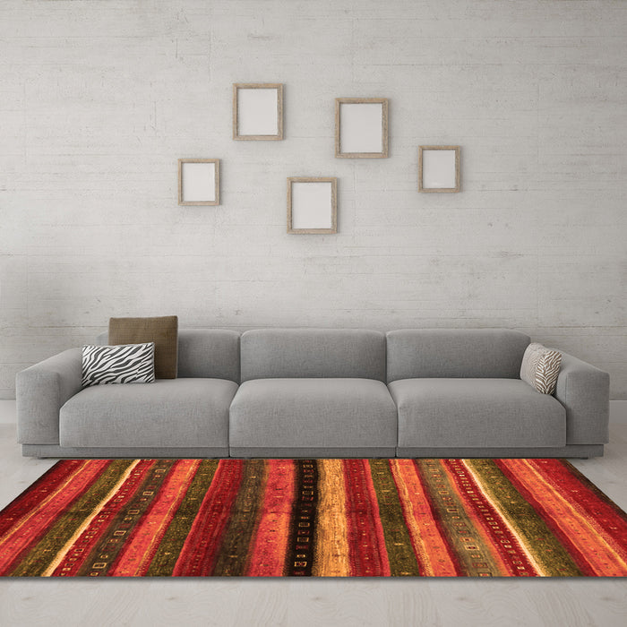 Machine Washable Abstract Orange Contemporary Area Rugs in a Living Room, wshcon1521org