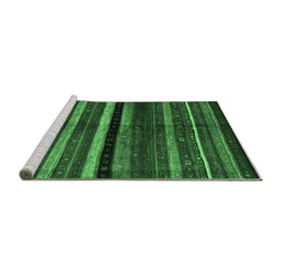 Sideview of Machine Washable Abstract Emerald Green Contemporary Area Rugs, wshcon1521emgrn