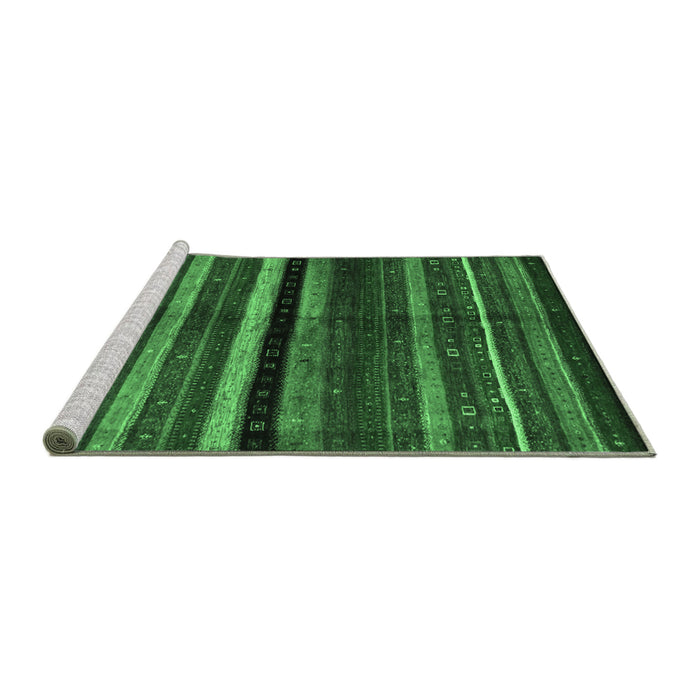 Sideview of Machine Washable Abstract Emerald Green Contemporary Area Rugs, wshcon1521emgrn