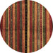 Round Machine Washable Abstract Brown Contemporary Rug, wshcon1521brn