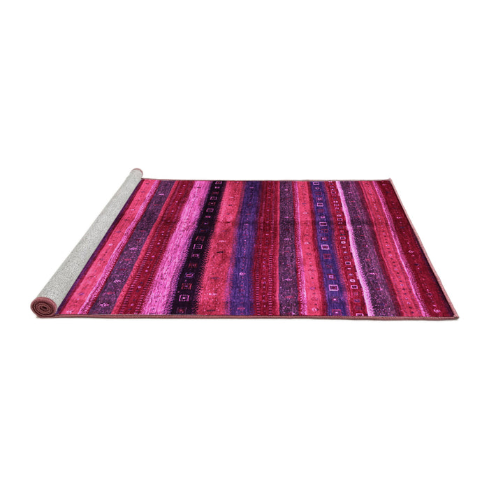 Sideview of Machine Washable Abstract Pink Contemporary Rug, wshcon1521pnk