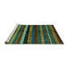 Sideview of Machine Washable Abstract Turquoise Contemporary Area Rugs, wshcon1521turq