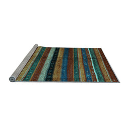 Sideview of Machine Washable Abstract Light Blue Contemporary Rug, wshcon1521lblu