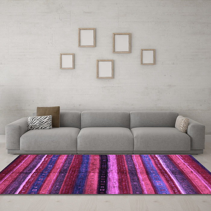 Machine Washable Abstract Purple Contemporary Area Rugs in a Living Room, wshcon1521pur