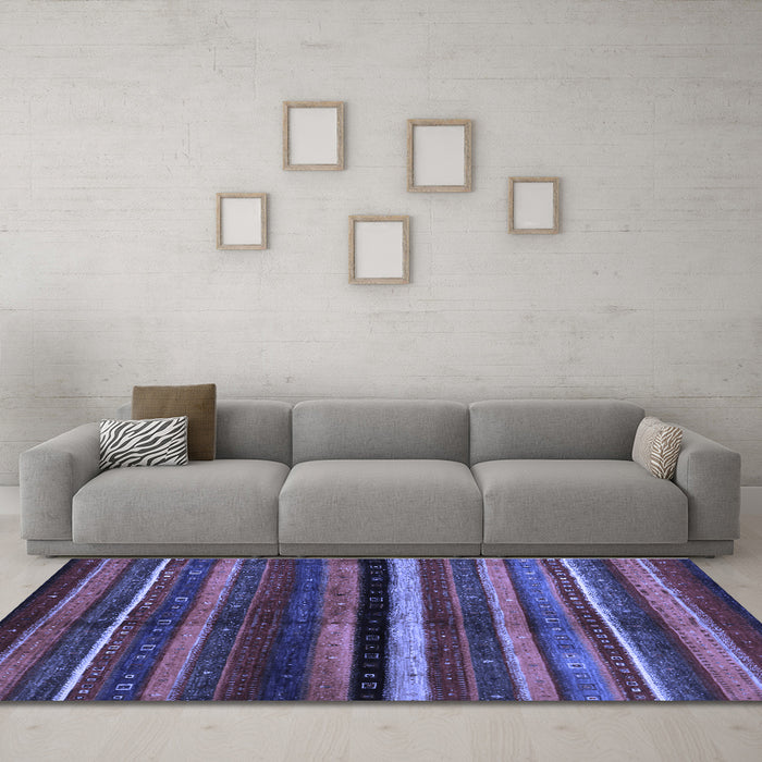 Machine Washable Abstract Blue Contemporary Rug in a Living Room, wshcon1521blu
