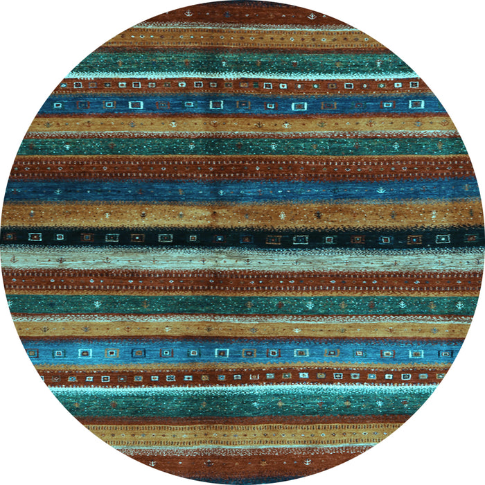 Round Abstract Light Blue Contemporary Rug, con1521lblu