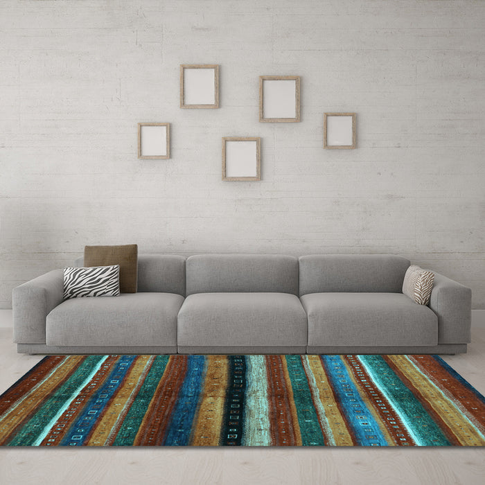 Machine Washable Abstract Light Blue Contemporary Rug in a Living Room, wshcon1521lblu