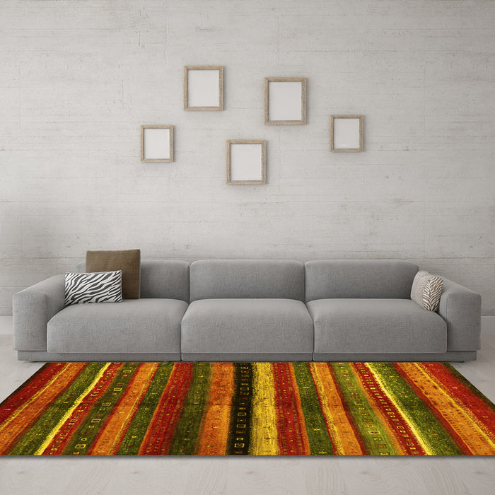 Machine Washable Abstract Yellow Contemporary Rug in a Living Room, wshcon1521yw