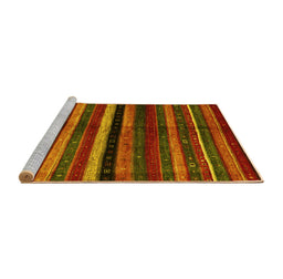 Sideview of Machine Washable Abstract Yellow Contemporary Rug, wshcon1521yw