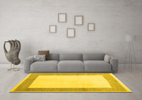 Machine Washable Solid Yellow Modern Rug, wshcon1522yw