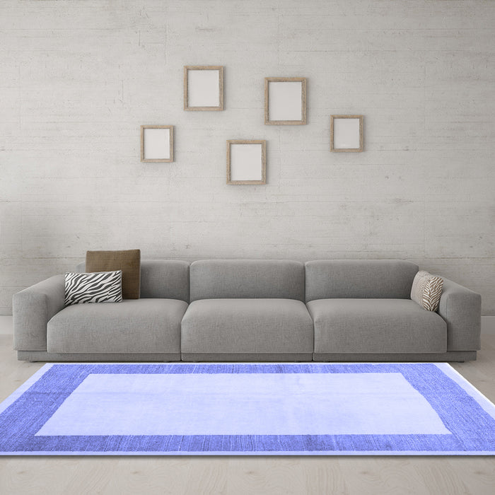 Machine Washable Solid Blue Modern Rug in a Living Room, wshcon1522blu