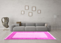 Machine Washable Solid Pink Modern Rug, wshcon1522pnk