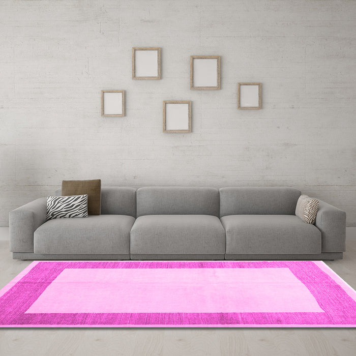 Machine Washable Solid Pink Modern Rug in a Living Room, wshcon1522pnk